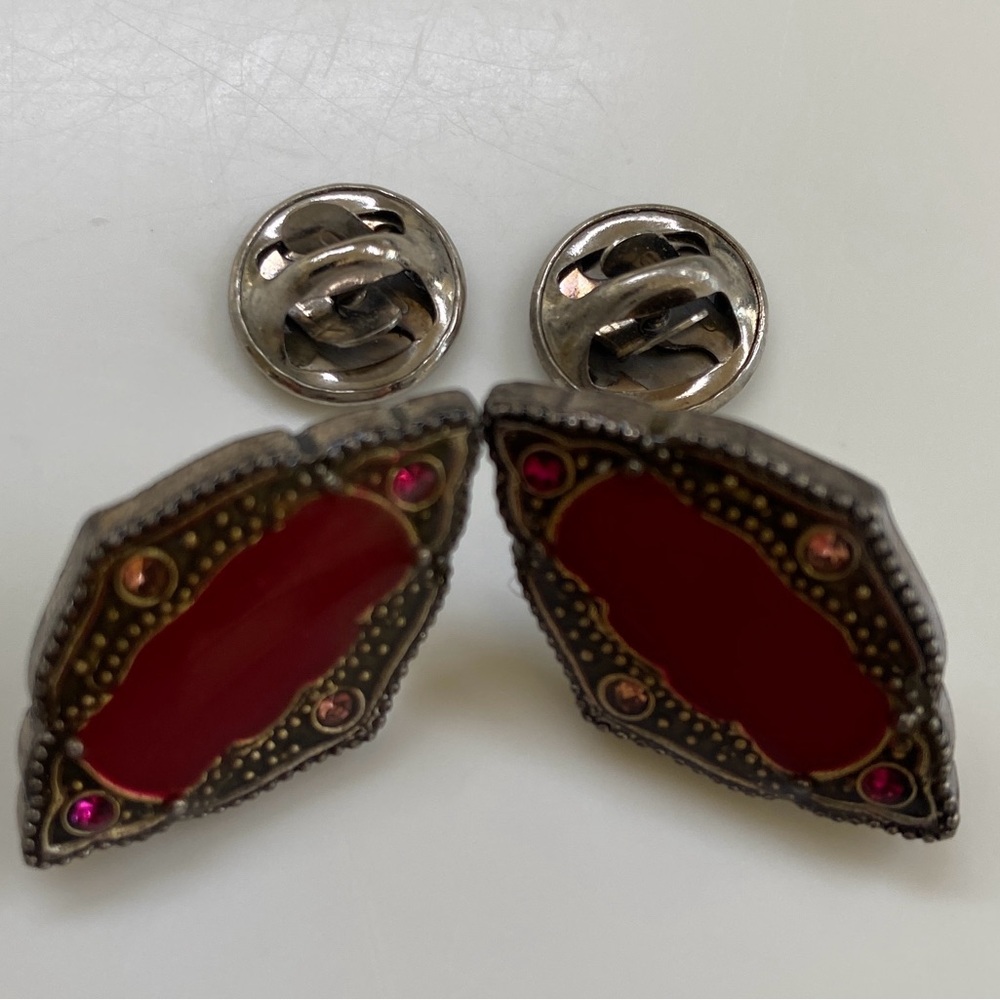 Art Deco Red Enamel Earrings